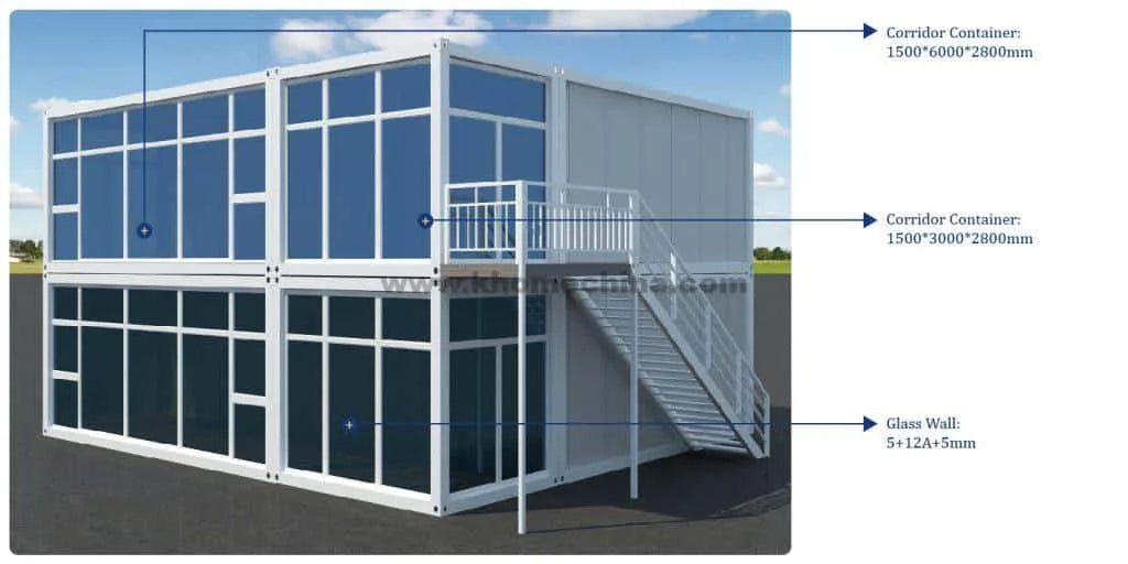 Detachable Container House With Glass Wall Corridor